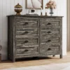 Rustic Dresser for Bedroom, Modern Farmhouse Wood Dresser with Vintage Black Antique Handle, Double Dresser and Chest
